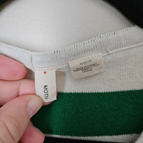 Moth Tank Top Knit Striped Anthropologie Green White Casual Crewneck Coastal - Picture 7 of 10